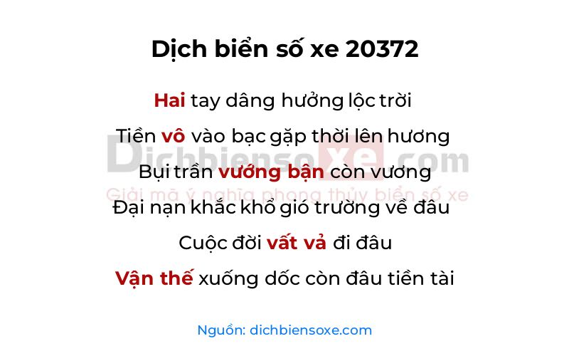 Dịch thơ biển số 20372