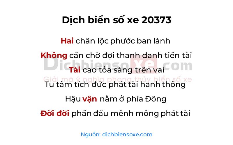 Dịch thơ biển số 20373