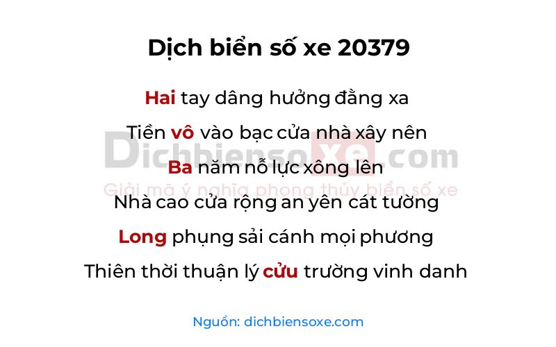 Dịch thơ biển số 20379