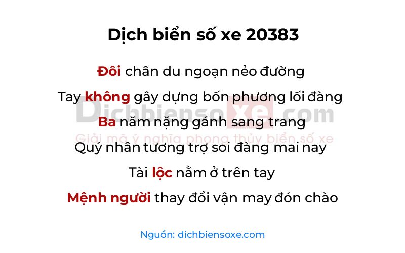 Dịch thơ biển số 20383