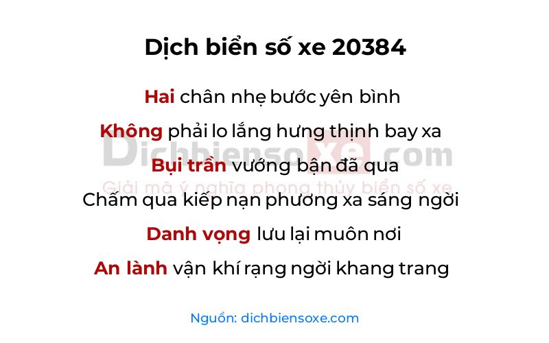 Dịch thơ biển số 20384