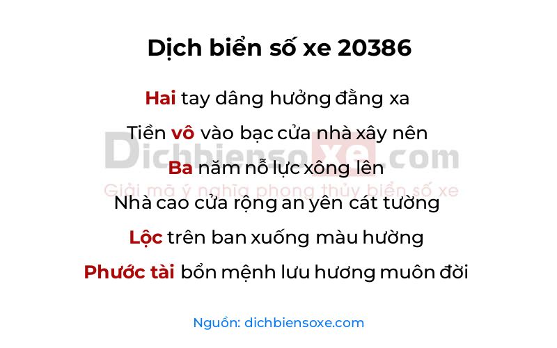 Dịch thơ biển số 20386