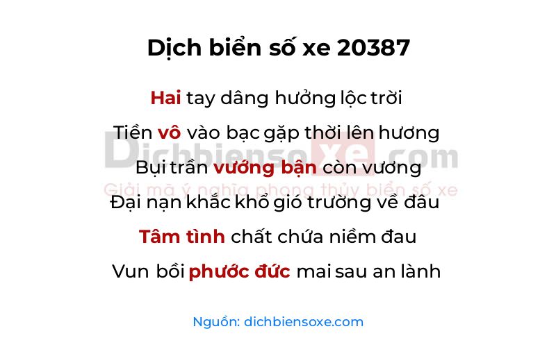 Dịch thơ biển số 20387