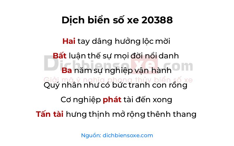 Dịch thơ biển số 20388