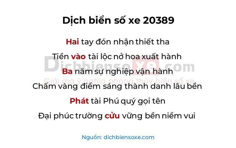 Dịch thơ biển số 20389