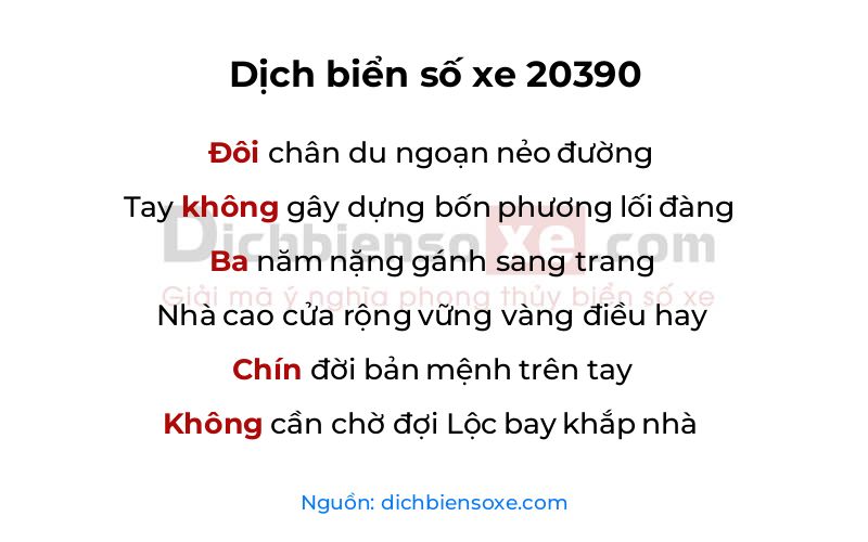 Dịch thơ biển số 20390