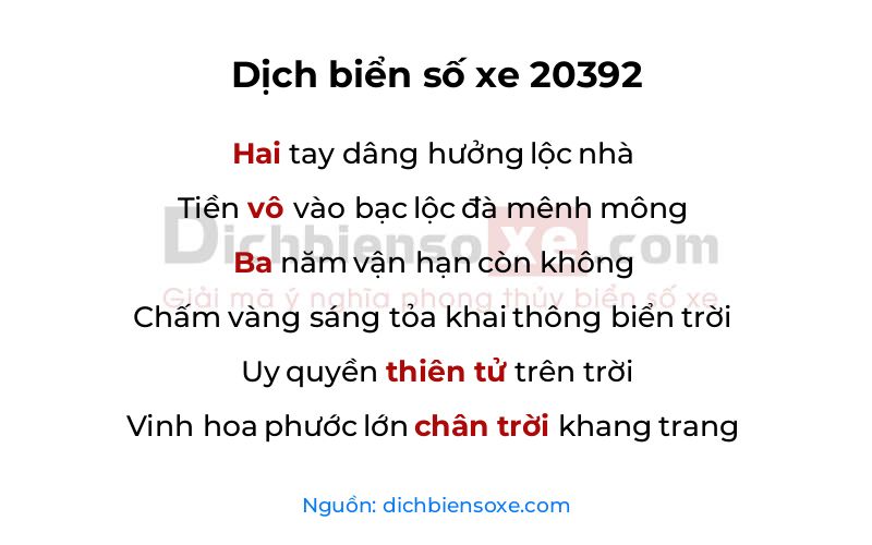 Dịch thơ biển số 20392