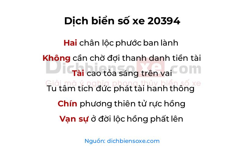 Dịch thơ biển số 20394