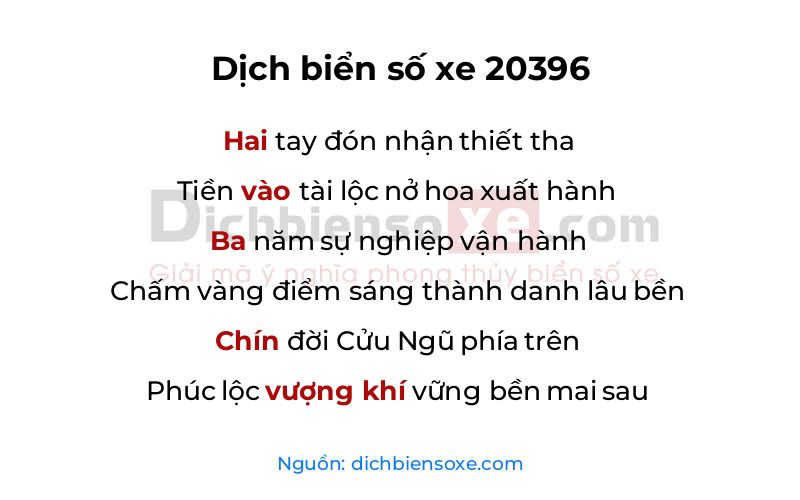 Dịch thơ biển số 20396