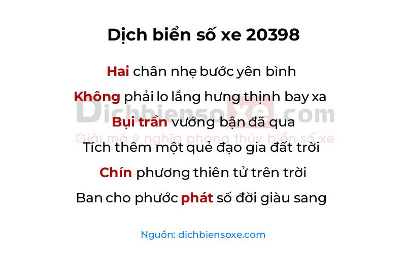 Dịch thơ biển số 20398
