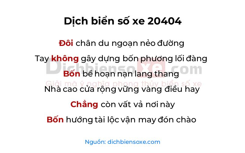 Dịch thơ biển số 20404