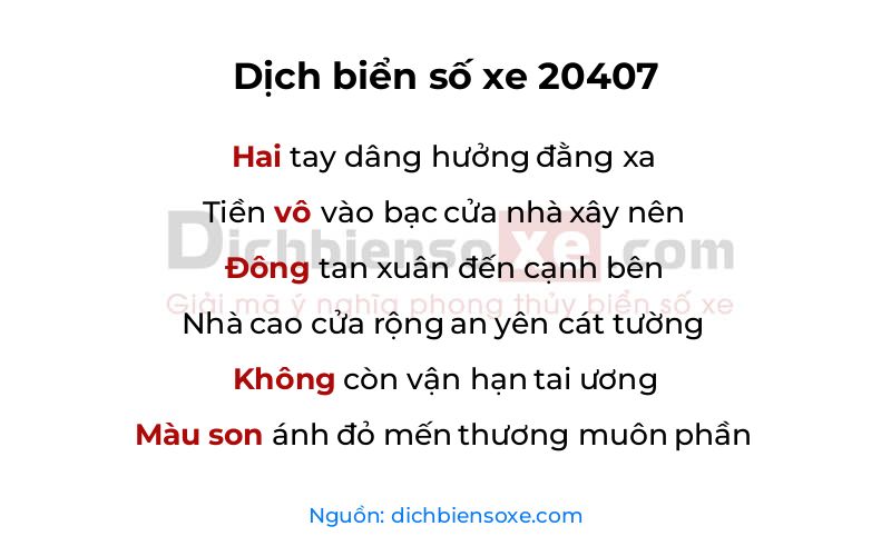 Dịch thơ biển số 20407