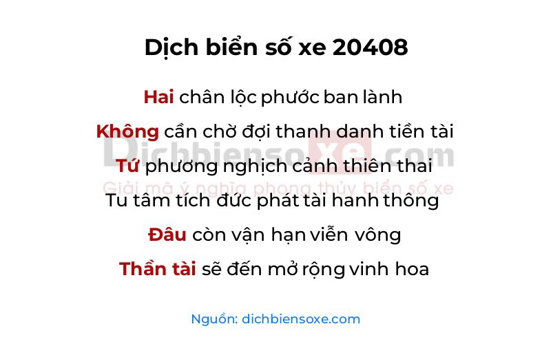 Dịch thơ biển số 20408