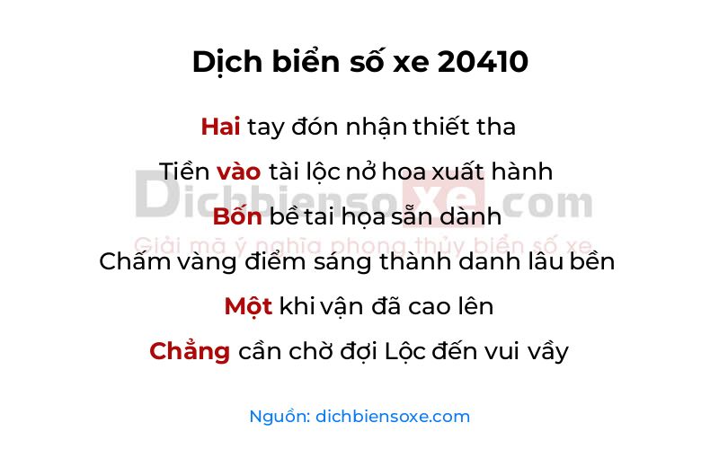 Dịch thơ biển số 20410