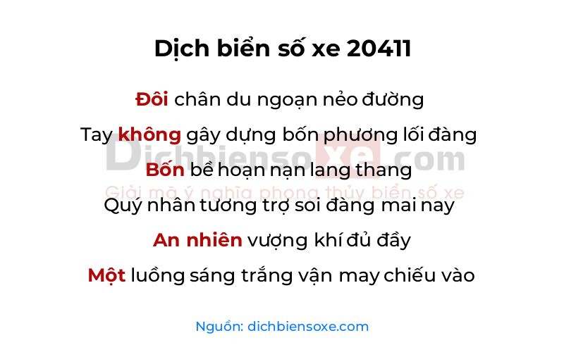 Dịch thơ biển số 20411