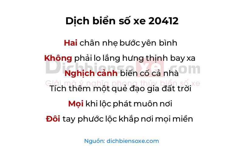 Dịch thơ biển số 20412