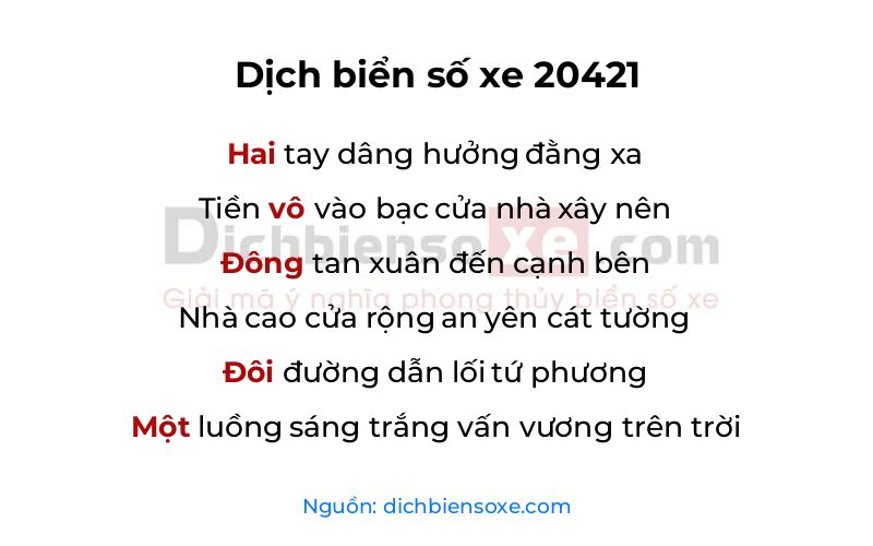 Dịch thơ biển số 20421