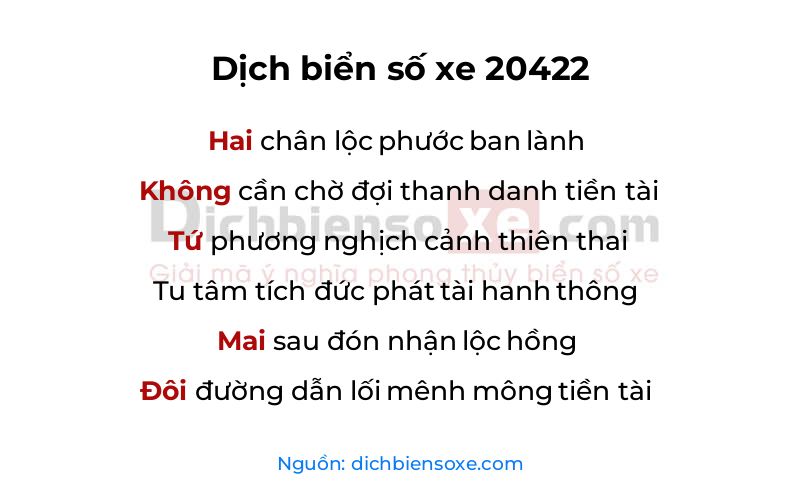Dịch thơ biển số 20422