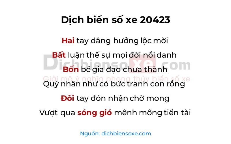 Dịch thơ biển số 20423