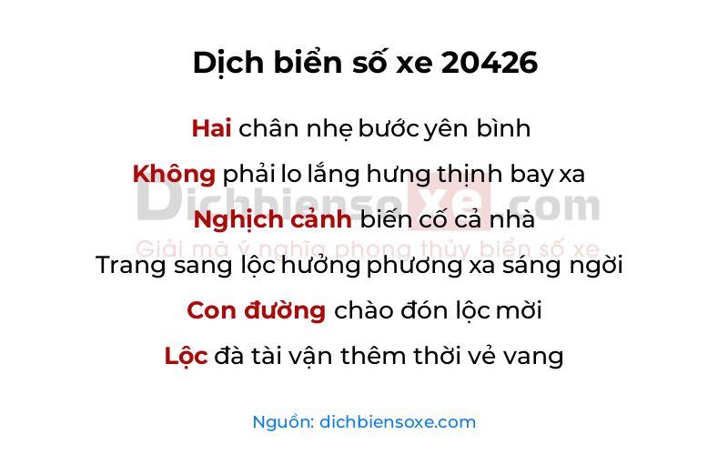 Dịch thơ biển số 20426