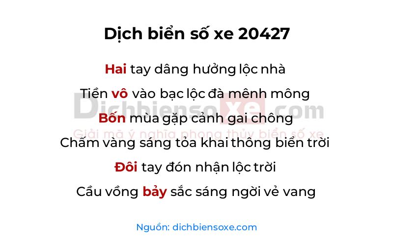 Dịch thơ biển số 20427