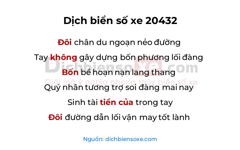 Dịch thơ biển số 20432