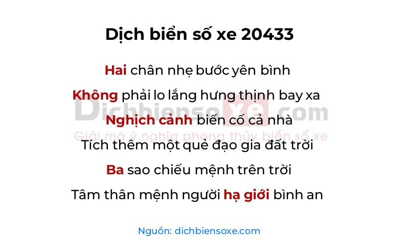 Dịch thơ biển số 20433