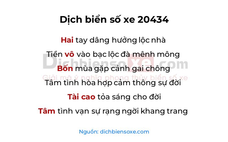 Dịch thơ biển số 20434