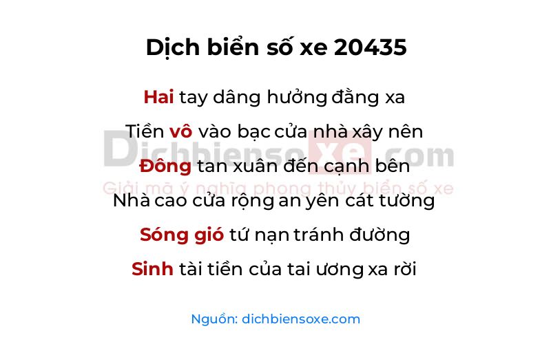 Dịch thơ biển số 20435