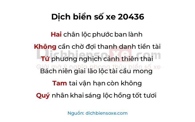 Dịch thơ biển số 20436