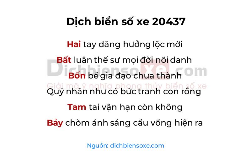 Dịch thơ biển số 20437