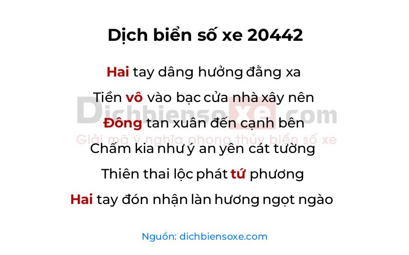 Dịch thơ biển số 20442
