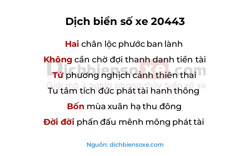 Dịch thơ biển số 20443