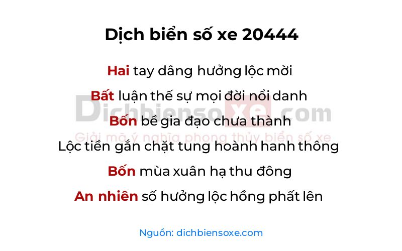 Dịch thơ biển số 20444