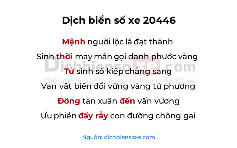 Dịch thơ biển số 20446