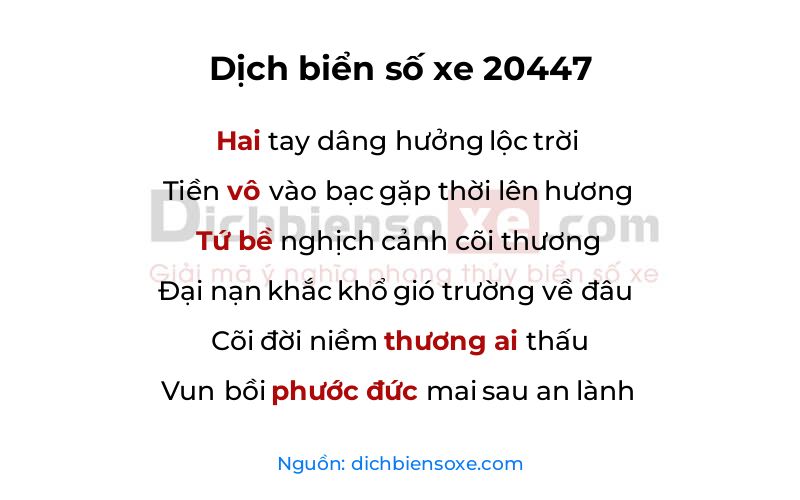 Dịch thơ biển số 20447