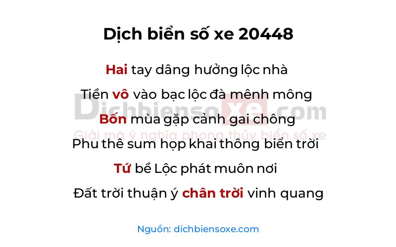 Dịch thơ biển số 20448