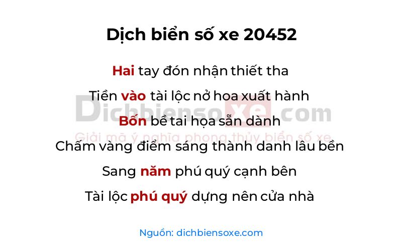 Dịch thơ biển số 20452
