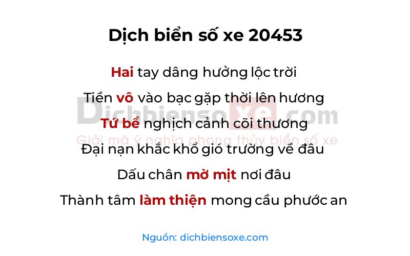 Dịch thơ biển số 20453