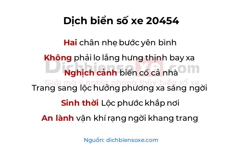 Dịch thơ biển số 20454