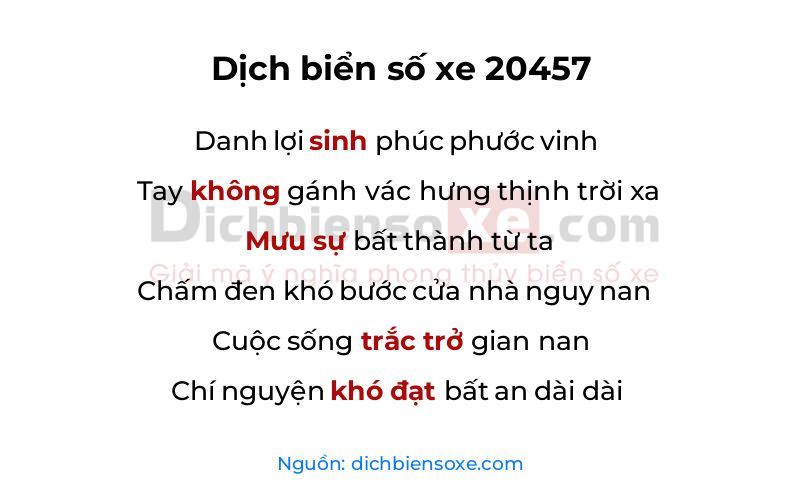 Dịch thơ biển số 20457