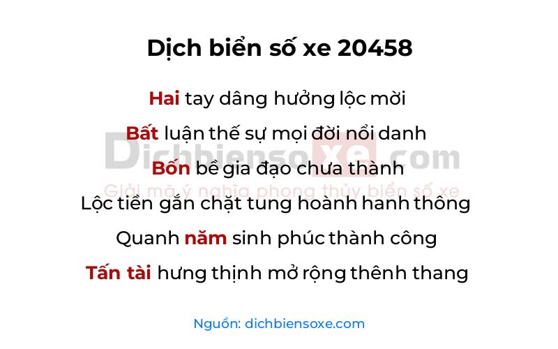 Dịch thơ biển số 20458
