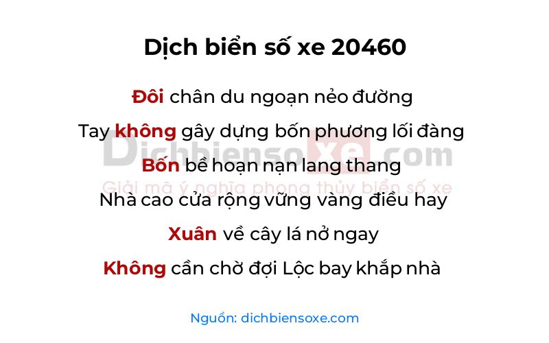 Dịch thơ biển số 20460