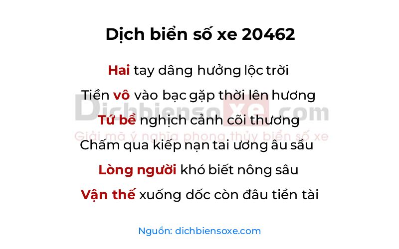 Dịch thơ biển số 20462