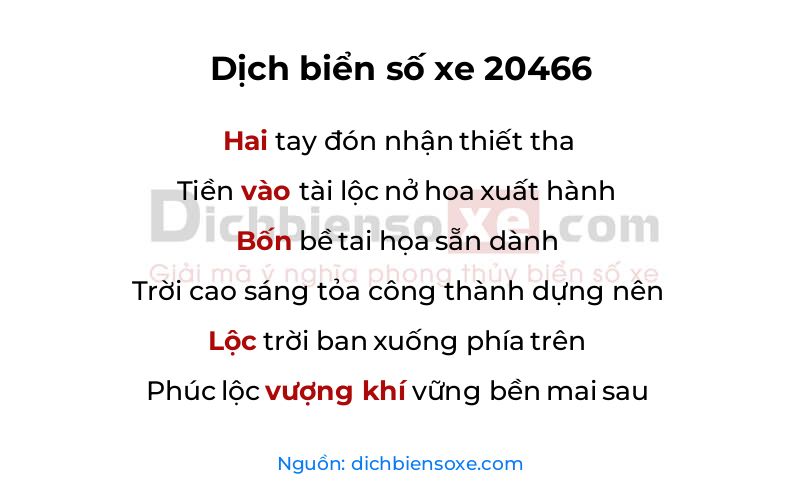 Dịch thơ biển số 20466
