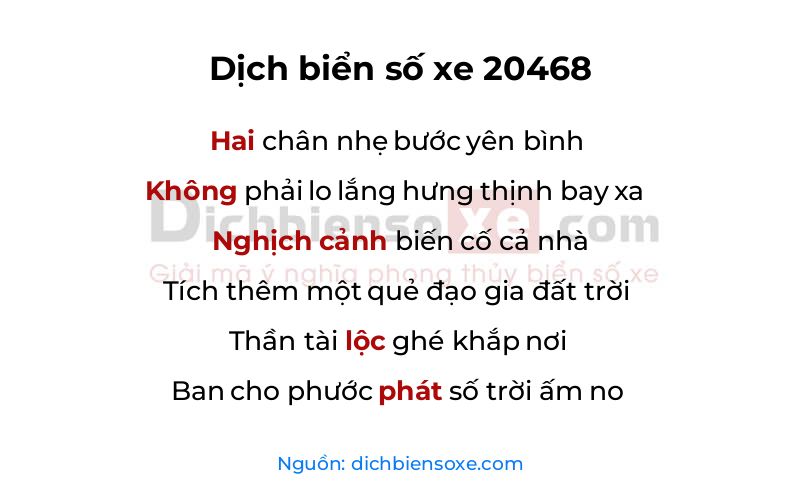 Dịch thơ biển số 20468