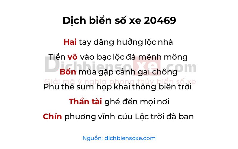 Dịch thơ biển số 20469