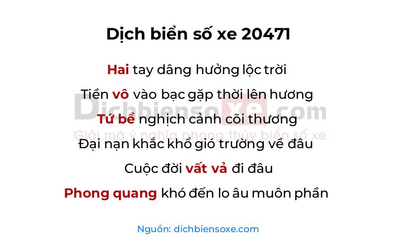 Dịch thơ biển số 20471