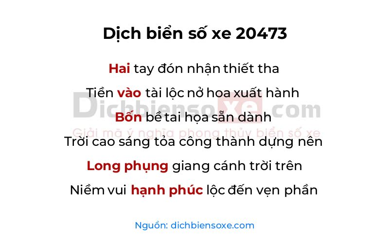 Dịch thơ biển số 20473