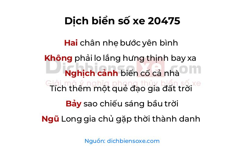 Dịch thơ biển số 20475